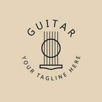 logotipo de arte de linha de guitarra, ícone e símbolo, design de ilustração vetorial vetor