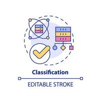 ícone do conceito de classificação. técnica de mineração de dados idéia abstrata ilustração de linha fina. categorizar aplicativos. desenho de contorno isolado. traço editável. vetor