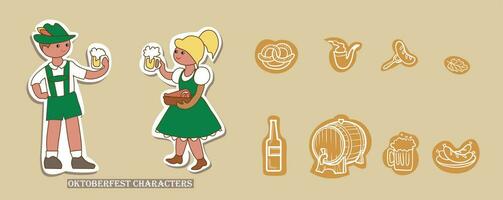 coleção de elementos planos para design de logotipo do festival de cerveja oktoberfest vetor