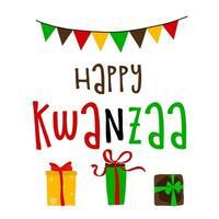 coleção de vetores de kwanzaa feliz. símbolos de férias em fundo branco