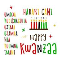 coleção de vetores de kwanzaa feliz. símbolos de férias em fundo branco