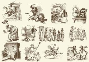 Desenhos animados do vintage Sepia