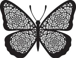 borboleta mandala - design boho preto e branco. ilustração vetorial. vetor