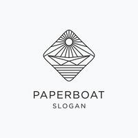 barco de papel linha arte minimalista logotipo vetor símbolo ilustração design