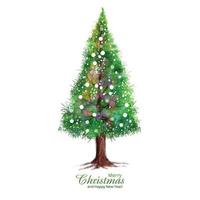 cartão de árvore de linha de natal artística bonita em fundo branco vetor