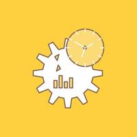 o negócio. Engenharia. gestão. processe o ícone cheio de linha plana. botão de logotipo bonito sobre fundo amarelo para ui e ux. site ou aplicativo móvel vetor