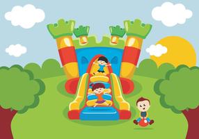 Kids Fun Fun on Bounce House vetor