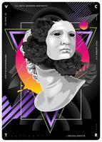 design retrowave com estátua vetor