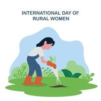 ilustração vetorial gráfico de uma mulher colhe rabanetes no jardim, perfeito para o dia internacional, mulheres rurais, comemorar, cartão de felicitações, etc. vetor