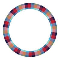 modelo de design de padrão vintage de vetor de moldura redonda. borda do círculo projeta textura de tecido xadrez. fundo de tartan escocês para arte de colagem, cartão gif, artesanato.