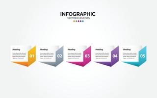 design de seta infográfico horizontal com 5 opções ou etapas. vetor