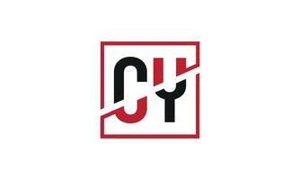 design de logotipo cy. projeto inicial do monograma do logotipo da letra cy na cor preta e vermelha com forma quadrada. vetor profissional