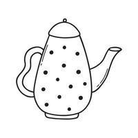 doodle de bule de mão desenhada. hora do chá em estilo de desenho. ilustração vetorial vetor