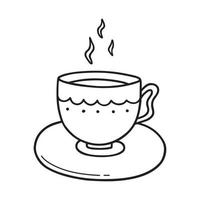 xícara de café ou chá desenhada à mão. hora do chá em estilo de desenho. ilustração vetorial isolada no fundo branco vetor