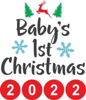 primeiro natal do bebê 2022, feliz natal, papai noel, feriado de natal, arquivo de ilustração vetorial vetor