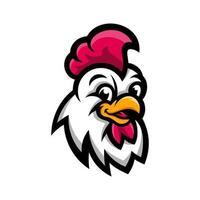 modelo de logotipo de esporte de mascote de cabeça de galo de frango vetor
