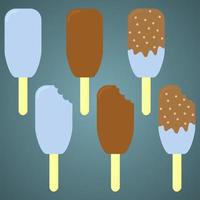 conjunto de vetores de sorvete. ilustração em vetor de várias sobremesas de sorvete em uma vara de madeira.