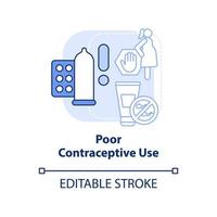 uso anticoncepcional pobre ícone de conceito azul claro. gravidez não planejada. ilustração de linha fina idéia abstrata de superpopulação. desenho de contorno isolado. traço editável. vetor