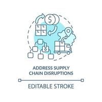 abordar o ícone do conceito turquesa de interrupções da cadeia de suprimentos. inflação na ilustração de linha fina de idéia abstrata de negócios. desenho de contorno isolado. traço editável. vetor