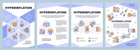 modelo de folheto azul de hiperinflação. preços crescentes. design de folheto com ícones lineares. 4 layouts vetoriais editáveis para apresentação, relatórios anuais. vetor