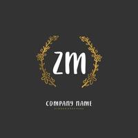 zm manuscrito inicial e design de logotipo de assinatura com círculo. logotipo manuscrito de design bonito para moda, equipe, casamento, logotipo de luxo. vetor