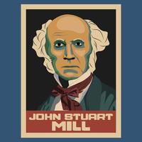 cartaz vintage retrô de John Stuart Mill Filósofo vetor