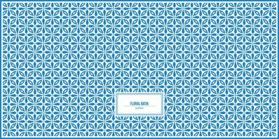padrão de design de batik floral azul épico vetor