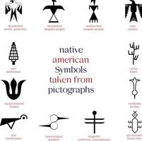 símbolos nativos americanos tirados de pictogramas vetor