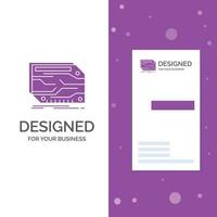 logotipo da empresa para cartão. componente. personalizadas. eletrônico. memória. modelo de cartão de .visiting de negócios roxo vertical. ilustração vetorial de fundo criativo vetor