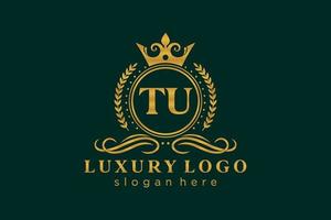 inicial tu carta modelo de logotipo de luxo real em arte vetorial para restaurante, realeza, boutique, café, hotel, heráldica, joias, moda e outras ilustrações vetoriais. vetor