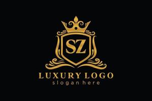 modelo de logotipo de luxo real de letra sz inicial em arte vetorial para restaurante, realeza, boutique, café, hotel, heráldica, joias, moda e outras ilustrações vetoriais. vetor