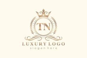 modelo de logotipo de luxo real de letra tn inicial em arte vetorial para restaurante, realeza, boutique, café, hotel, heráldica, joias, moda e outras ilustrações vetoriais. vetor