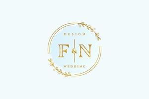 monograma de beleza fn inicial e logotipo de caligrafia de design de logotipo elegante de assinatura inicial, casamento, moda, floral e botânico com modelo criativo. vetor