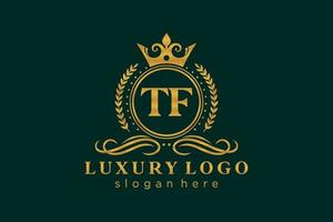 modelo de logotipo de luxo real de letra tf inicial em arte vetorial para restaurante, realeza, boutique, café, hotel, heráldica, joias, moda e outras ilustrações vetoriais. vetor