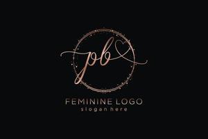 logotipo de caligrafia pb inicial com logotipo de vetor de modelo de círculo de casamento inicial, moda, floral e botânico com modelo criativo.