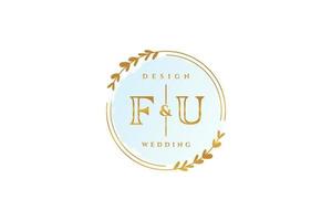 monograma de beleza fu inicial e logotipo de caligrafia de design de logotipo elegante de assinatura inicial, casamento, moda, floral e botânico com modelo criativo. vetor