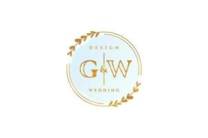 monograma de beleza inicial gw e logotipo de caligrafia de design de logotipo elegante de assinatura inicial, casamento, moda, floral e botânico com modelo criativo. vetor