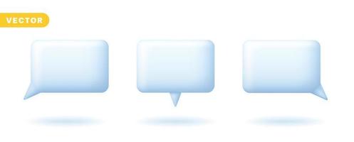 elemento de balão de bolha de fala 3d para conversa em quadrinhos falando mensagem falando decoração de texto retângulo forma quadrada sinal símbolo ícone vários estilo conjunto coleção ilustração vetorial vetor