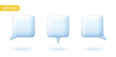 elemento de balão de bolha de fala 3d para conversa em quadrinhos falando mensagem falando decoração de texto forma quadrada sinal símbolo ícone vários estilo conjunto coleção ilustração vetorial vetor