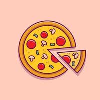 ilustração de ícone de vetor dos desenhos animados de fatia de pizza. comida objeto ícone conceito isolado vetor premium. estilo de desenho animado plano