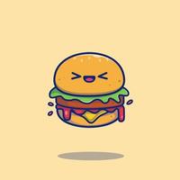 ilustração de ícone de vetor dos desenhos animados hambúrguer bonito. comida ícone conceito isolado vetor premium. estilo de desenho animado plano