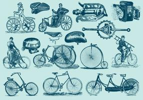 Ilustrações da bicicleta do vintage azul