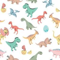 padrão perfeito com dinossauros desenhados à mão em estilo escandinavo. vetor