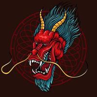 design de ilustração de monstro de cabeça de dragão