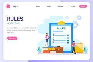 pessoas de negócios estudando lista de regras, lendo orientações, fazendo ilustração vetorial de lista de verificação. vetor