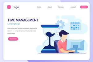 conceito de gerenciamento de tempo, estilo de modelo de vetor plano adequado para página de destino da web, plano de fundo.
