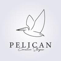 pássaro pelicano voador em design de ilustração vetorial de logotipo de estilo de arte de linha, logotipo pelicano simples moderno vetor