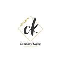 ck ck caligrafia inicial e design de logotipo de assinatura com círculo. logotipo manuscrito de design bonito para moda, equipe, casamento, logotipo de luxo. vetor