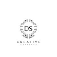 vetor de modelo de logotipo de flor de letra inicial ds arte vetorial premium