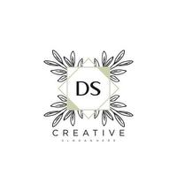 vetor de modelo de logotipo de flor de letra inicial ds arte vetorial premium